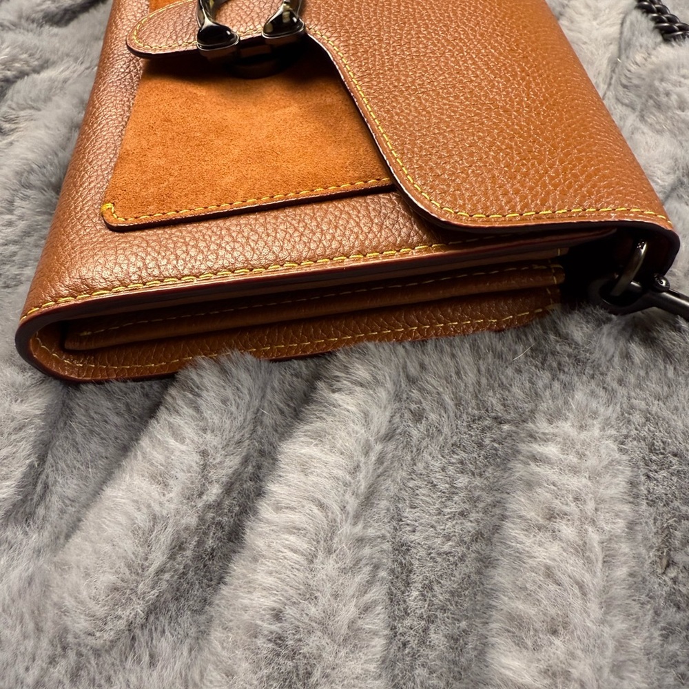 Coach Tabby Chain Brown Pebbled Leather Crossbody Purse Clutch Bag NWT - Picture 5 of 13